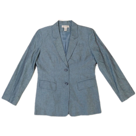 Ann Taylor Linen Light Weight Blue Single Breasted Tailored Petite Blazer - Picture 1 of 9